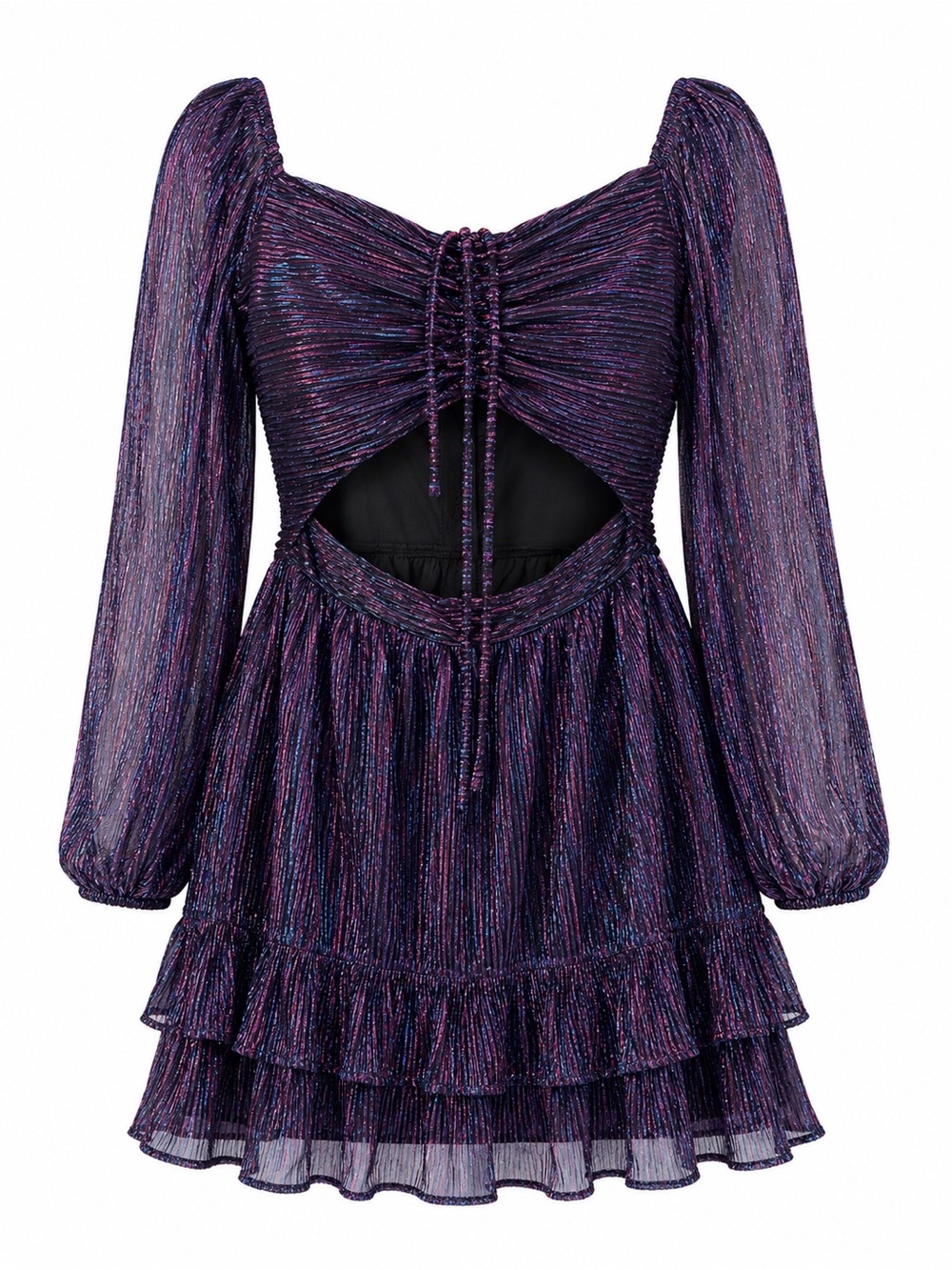 Purple Shimmer Cutout Mini Dress